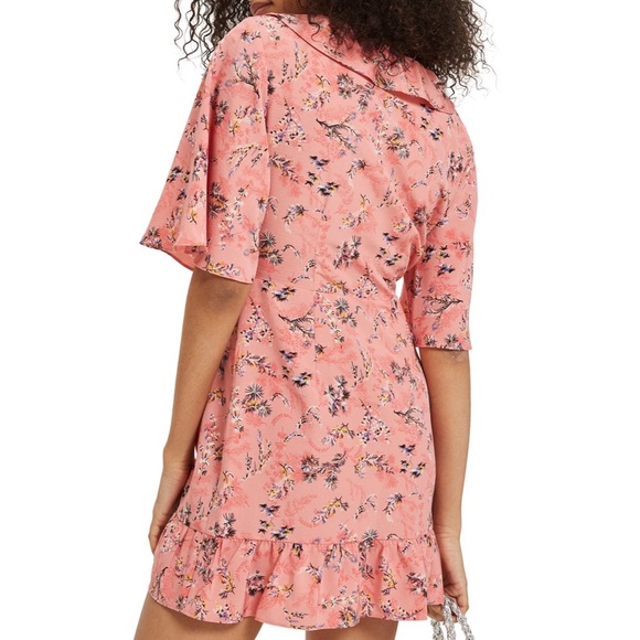 TOPSHOP Off Duty Pink Ruffle Tea Dress - Picture 2 of 8